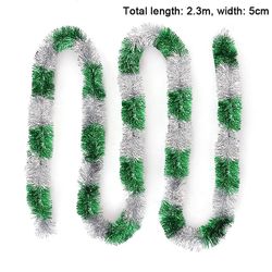 230cm värikäs joulukoriste baarin yläosat joulukuusi ripustettavat koristeet hopealanka nauhaseppele joulun uudenvuoden kodin sisustukseen C03