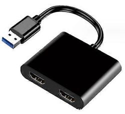 USB 3.0 - Dual HDMI sovitin 2 näytölle 1080p, USB 3.0 ulkoinen näytönohjain USB3.0-tiedonsiirto PD-lataus, yhteensopiva Windows 7/