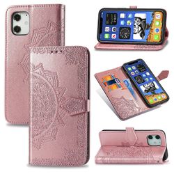 Etui til Iphone 11 Cover Læder Tegnebog Cover Prægning Mandala Magnetisk Flip Protection Stødsikker - Rose Gold