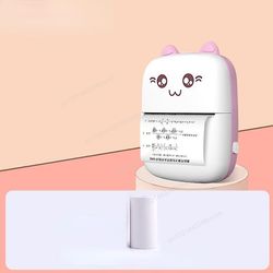 Zch Bærbar termisk printer Mini Cat Udskrivning af papirfoto Pink