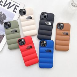 Winter Untuvatakki 3d Puffer Soft Cloth Puhelinkotelo, 3d söpö iskunkestävä kansikotelo Iphonelle 12 Promax / 13 Promax vihreä 14plus Black lens
