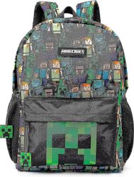 Minecraft-reppu, yhteensopiva poikien kanssa | Lasten pelaaja Black School -reppu | Green Creeper Zombie Skeleton Enderman &; Cave Spider Character...