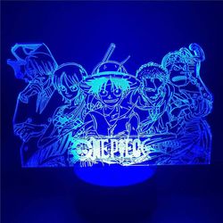 Veeki One Piece Night Light Luffy Sanji Zoro Nami 3D LED Illusion Tabell Lampe Optisk Action Figur Lampe Nattbord Desk Bordlampe Anime Light Lampe 7