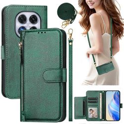 Foxdock Läppäkotelo Xiaomi Redmi Note 14 Pro Plus 5G -suojalle Pehmeä PU-nahkainen vetoketjullinen lompakon kansi korttikotelolla ja pitkällä hihna...