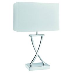 Searchlight Lighting Club 1 Light Table Lamp Chrome med hvid skygge, E14