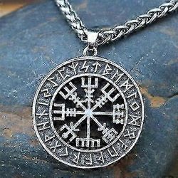Viikinki islantilainen Vegvisir-kypärä kauhu riimuympyrässä riipus viikinki-riimut Vegvisir-kompassi Rune Amulet Collier -kaulakoru