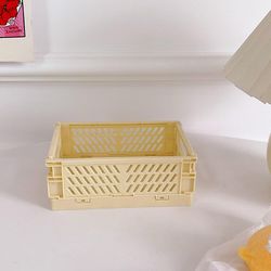 1 Pc Mini Desktop Cream Farve Plast Foldbar Stationær Arrangør, Off White Color