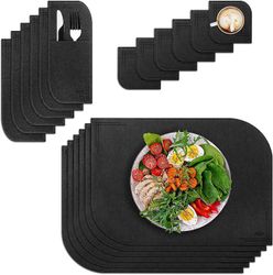 Bedee Felt Placemat Coaster Bestikkpose Sett med 18 stk, lys grå - varmebestandig, for kjøkken, hjemme middagsselskap, utendørs grill