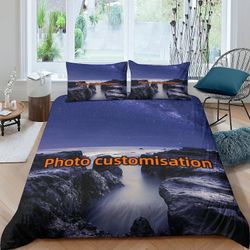 Kerota Valokuvien räätälöinti vuodevaatteet tulostamiseen DIY-räätälöinti pussilakana Vuodevaatteet setti pojille ja tytöille Piilotettu vetoketjuk...