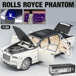 1/24 Rolls Royce Phantom Toy Car Model Painevalettu metalli Luxury Miniatyyri Pull Back Sound &; Light Door Openable Collection Gift Kid G Rullat R...