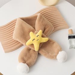 Vinter fortykket kanin pels hagesmæk for drenge og piger Baby Cross Varm Tegneserie matchende tørklæde khaki
