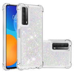 Gangxun Case for Huawei P Smart 2021 Kofangerdæksel Sparkly Glitter Bling Flowing Liquid - Light Silver