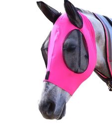 Åndbar hest flyvende maske anti-myg og insekt-bevis Hestehætte Pink