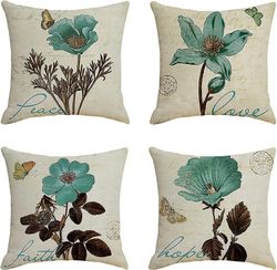 Retro kukka tyynynpäällinen 45x45 cm, puuvilla ja pellava retrotyylinen tyynynpäällinen, sohva tyynyliina pehmeä puuvillaliina sohvalle koti olohuo...