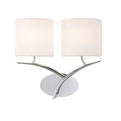 Inspired Lighting Eve Væglampe skiftet 2 lys E27, poleret krom med hvide ovale nuancer