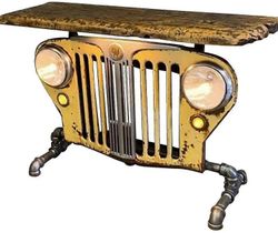 Steampunk Industrial Table Malli keltainen