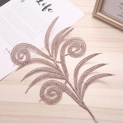 Varychmoo Glitter Fern Leaf julepynt Champagne Rose Guld Sølv Tree Pick Hot 1Pc
