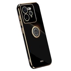 XINLI Realme GT 7 Pro 5G -kotelon rengasjalustan galvanointi TPU-puhelimen kansi - musta Monivärinen Black