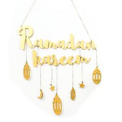 Muslimsk guld banner Ramadan Kareem bogstaver Væg hængende Ramadan dekorationer Hjem Væg Ornament Festi