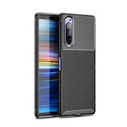 Goodcase Sony Xperia 1 II -hiilikuitutekstuurin iskunkestävä TPU-kotelo Musta