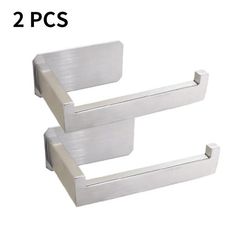 Zch Rustfrit stål Selvklæbende badeværelsesvævsholder Fri stansning 2PCS Silver