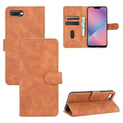 Etui til Oppo A12e / A5 / A3s Cover Premium læder med kortholder Flip Folio magnetisk etui Etui Coque - Sort Brown