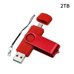 2024 høyhastighets USB 3.0 OTG Metal 2 i 1 flash-stasjoner U Drive Flash Drive 2TB Pendrive 1TB 2 TB rød