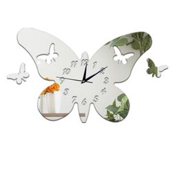 Ruili Vægur Creative 3d Buitterfly Spejl bevægelige stikning sølv