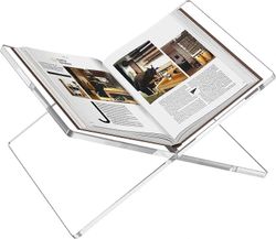 Kirkas akryylinen kirjateline, akryylinen kirjateline keittokirjojen esittelyyn, tukeva kirjan lukuteline pöydällä Läpinäkyvä