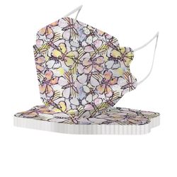 50stk Engangs voksne Blomsterprint Fiskemaske Ansigtsmaske 4 lag Orange