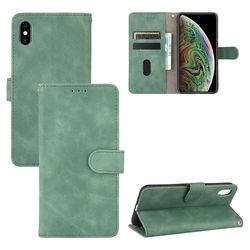 Etui til Iphone X / Xs Cover Premium Læder med kortholder Flip Folio magnetisk etui Etui Coque - Sort Grøn