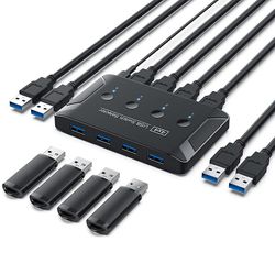 USB 3.0 KVM-svitsj For Windows10 PC-tastaturmuseskriver 4 stk Deling 4 enheter USB-bryter