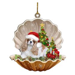 Corgi Sleeping On Pearl Christmas Hanging Ornament, 2d Akryl Plate Corgi Dog Sleeping On Pearl Xmas Bil Ornament / vindu Ornament / tre Ornament Sm...