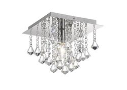 Inspired Lighting Acton Flush Loft 1 Lys E14, 250mm Square, poleret Krom, Prisme Crystal