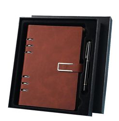 Handuo Læder Journal Premium foret A5 Skrivning Notebook Cover Pen Holder &card slot brun