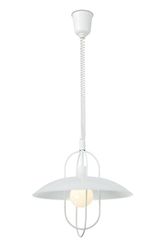 Inspired Lighting Inspireret Deco - Riva - Rise & Fall Dome Loft Vedhæng E27, Matt White, Opal White Glass Shade