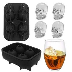 Wekity 3d Skull Ice Mold-2pack, helppo vapauttaa silikonimuotti, 8 söpö ja hauska jääkallo, joka on yhteensopiva viskin, cocktailien ja mehujuomien...