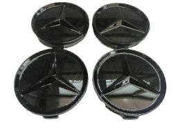 sett med 4 glanset svart mercedes legering hjul senter caps 75mm