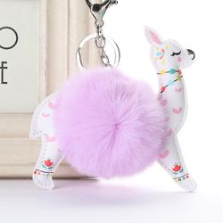 Dejlig Alpaca Blomstermotiver Key Chain Bag Vedhæng Bil colocasia