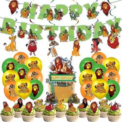 Lion Simba King Hyvää syntymäpäivää ilmapallosetti Lateksi-ilmapallot Juhlakoristepakkaus Qq-1666