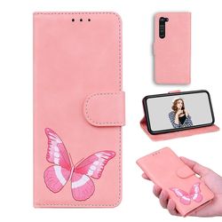 Etui til Motorola Moto Edge Butterfly Cover Premium Læder Magnetisk- Pink