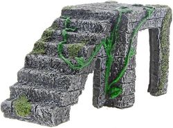 Tummanharmaa vihreä kilpikonna-alusta, keinotekoiset hartsialustaportaat kilpikonnakiipeilyyn Stone Habitat Ornament, High-Yvan