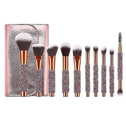 10 stk makeup børster Sæt Rose Golden Glitter makeup børste sæt med Pu taske|eye Shadow Applikator