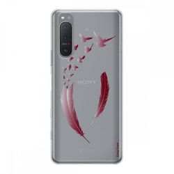 Crazy Kase Skrog til Sony Xperia 5 II i silikone fleksibel 1 mm, fjer og fugle Edge