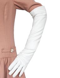 Jying Kvinder Simulation Handsker Læder Silkeagtig Foring Lang over Albue Elegant Vante 50cm Hvid L