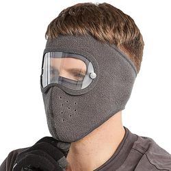 Liltop Vinter Unisex vindtæt ansigtsmaske &beskyttelsesbriller Varm Skull Cap Sæt Grå
