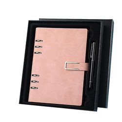 Handuo Læder Journal Premium foret A5 Skrivning Notebook Cover Pen Holder &card slot Pink