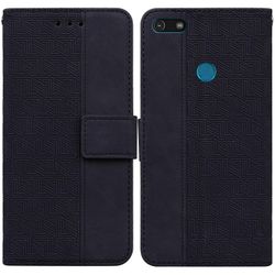 Motorola Moto E6 Play geometrinen kohokuvioitu nahkainen puhelinkotelo Musta