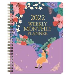 Handuo Planner-ugentlige &månedlige Planner, 2022 Notesblok lilla