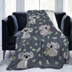 Kerota flanelli twin-kokoinen huopa söpö sarjakuva koala lehdet heittää huopa erittäin pehmeä flanellifleece-sängyn peitot mikrokuituinen sängynpää...